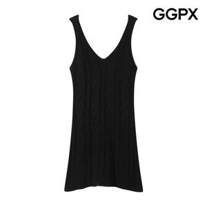 GGPX  양 V넥 꽈배기 니트 미니 원피스 (GP7OP031F)