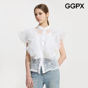 GGPX  러플 오간자 레이스 블라우스 (GP7SH058F)