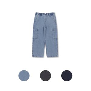 탑텐키즈 MKF4DP3211 공용 와이드 카고 데님 팬츠