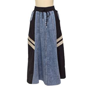 [포커스]투라인 배색 데님 롱 스커트 (FF4H3SK3072)