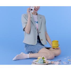 [로엠]린넨라이크 반팔 크롭 자켓_RMJKE25R15