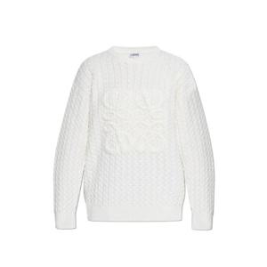 로에베 로고 디테일 크루넥 니트 점퍼 S359Y14KGO0 WHITE TP940866403