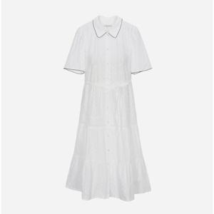 [써스데이아일랜드][여성]배색 레이스 포인트 풀 오픈 원피스(T254MOP233W)