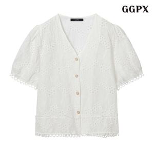 GGPX 레이스 펀칭 블라우스 (GPBBA017D)