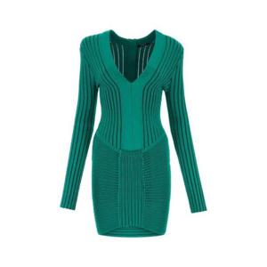 Balmain 브이넥 골지 니트 미니 드레스 AF1R8425KD38 UEL TP946370690