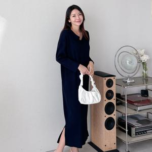 샵앤) 여성 카라 박시 옆트임 롱 원피스 ARA-WDR-3863-네이비