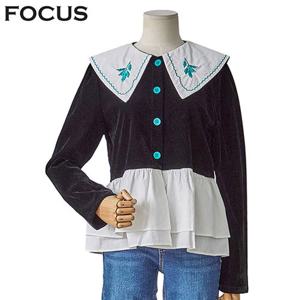 [포커스]포커스 빅카라벨벳블라우스_FW2L7BL0504