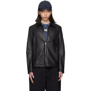 25 FW 디젤 남성 블랙 콘 A 가죽 재킷 242001M181000
