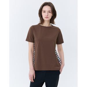 닥스 골프 여성 24SS BEST스테디셀러 멜란지 체크 백 반팔티셔츠 (BROWN) WNTS4B905W3