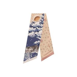 페라가모 데이 앤 나잍트 프린트 실크 방도 로즈 셀레셜 320913-775501