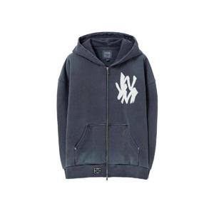 우영미 페인티드 로고 다잉 후드 집업 네이비   25SS W251TS42785N