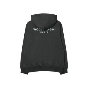 우영미 코튼 백 로고 후드 다크 그레이   24SS W241TS37741G