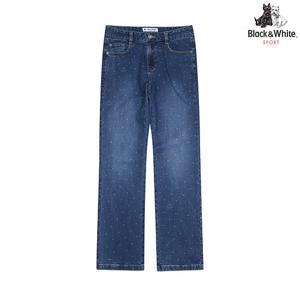 [블랙앤화이트]여성 레이저워싱 약기모 데님 팬츠 5404LXWD_NAVY
