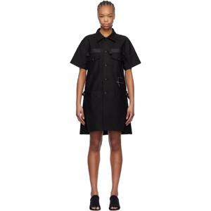 사카이 원피스 블랙 WTAPS 코튼 백 새틴 미니 드레스 251445F052011