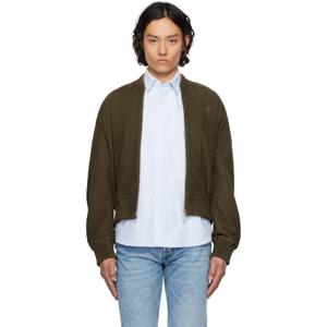 AMI Paris 가죽재킷 카키 집업 스웨이드 재킷 251482M180002