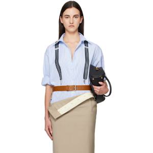 모스키노 셔츠 블루 서스펜더 스트라이프 셔츠 251720F109005