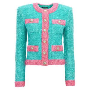 Balmain 투톤 트위드 재킷 DF1SK249KG70 UIH TP942737076