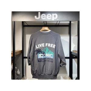 [지프]JEEP 남여공용 블루 프린트 자수로고  오버핏  맨투맨_ GL1TSU817_1