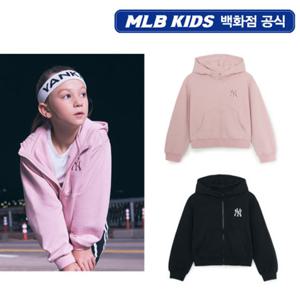 [MLB키즈PG] 베이직 여아 스몰로고 크롭 후드 집업 2종 택1 (7FHDB1154)