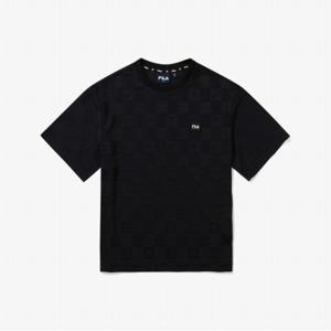 [34%OFF][휠라키즈] 자가드 체커보드 티셔츠 (FK2RSG2201M_BLK)