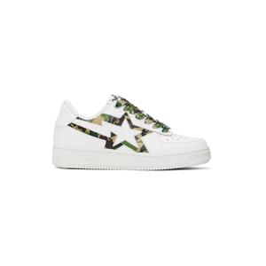 BAPE 스니커즈 화이트   카키 스타 아이콘 ABC 카모 스니커즈 241546F128013