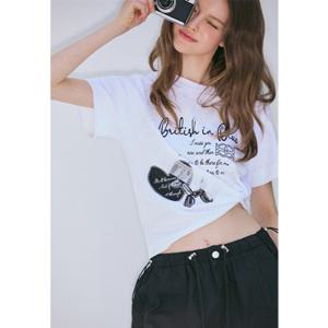 [에고이스트][BLUE LABEL]하트 러플 그래픽 반팔티셔츠(ER2OTH17)