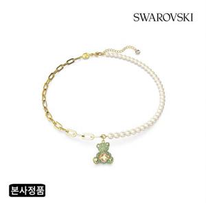 [스와로브스키/본사정품] Teddy 그린 골드 톤 크리스털 펄 목걸이 5669162