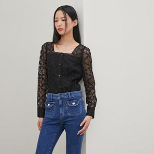 [에고이스트]스퀘어넥 슬림핏 볼륨 블라우스 (EQ2WB362)