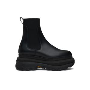 25 FW 사카이 남성 블랙 가죽 첼시 부츠 251445M223000