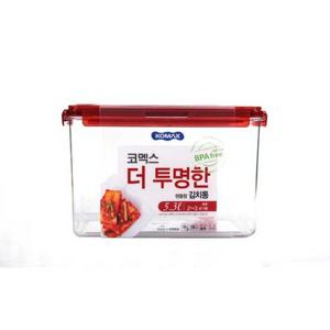 [알티피아]코멕스 김치통 더투명한 직사각 핸들형 밀폐용기 5.3L