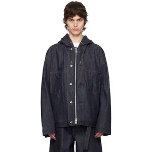 25 FW 사카이 남성 인디고 블루 후드 데님 재킷 251445M202030
