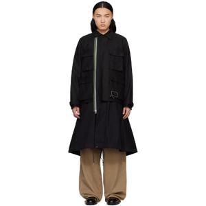 25 FW 사카이 남성 블랙 WTAPS 백 새틴 코트 251445M176003