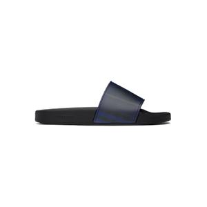 25 FW 버버리 남성 네이비   블랙 체크 슬라이드 샌들 251376M234007