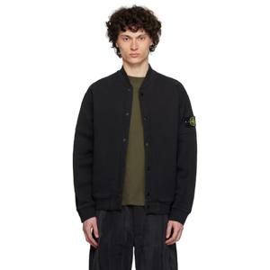 25 FW 스톤아일랜드 남성 블랙 다이애그널 플리스 올드이펙트 보머 재킷 251828M175001