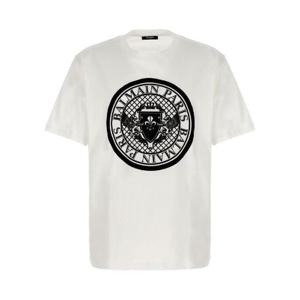 Balmain 플록 코인 크루넥 티셔츠 AH1EG000BB17 GAB TP942545235