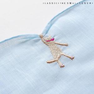 [클래식더스몰럭셔리] 일본 수입 고양이 HANDMADE 손수건 블루원 (HC-2DWE501BU1)