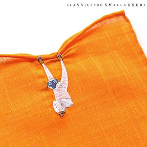 [클래식더스몰럭셔리] 일본 수입 원숭이 HANDMADE 손수건 오렌지 (HC-2DWE504OR)
