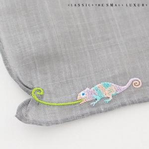 [클래식더스몰럭셔리] 일본수입 카멜레온 HANDMADE 손수건 그레이(HC-2DWE505GY)