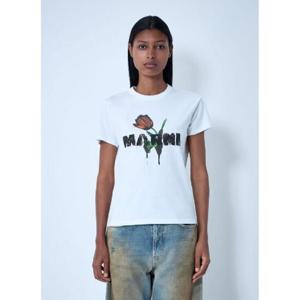 25 FW 마르니 여성 로고 모티프 티셔츠 mni0261009wht
