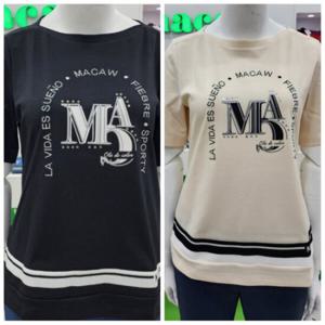[마코]여성 밑단자가드시보리 로고프린트 라운드티셔츠 MNW2TR04