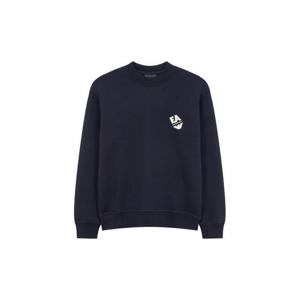 EMPORIO ARMANI 남성 자수 로고 크루넥 맨투맨 - 네이비 270212