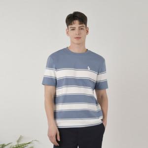 블루 남성 스트라이프 반팔 티셔츠 (HUTS5B901B2)
