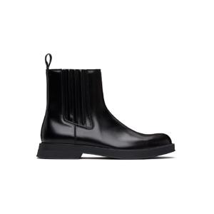 25 FW Hugo 남성 블랙 로고  가죽 첼시 부츠 252084M223003