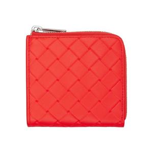 Bottega Veneta 지갑 오렌지 인트레치아토 스탬프 스퀘어 지퍼 지갑 252798M164003
