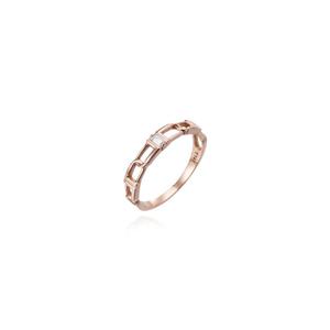 [티르리르] 14K 핑크골드 럭키링크 화이트 반지 TRJK4P00281M-W