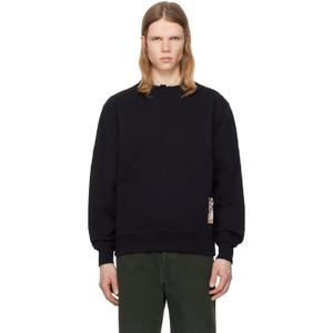 25 FW 버버리 남성 블랙 체크 라벨 코튼 스웨트셔츠 251376M204002