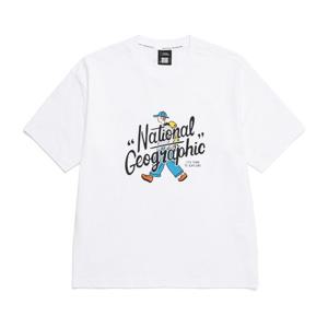 내셔널지오그래픽 N252UTS904 트레져 컨셉 워커 그래픽 세미오버핏 반팔 티셔츠 WHITE