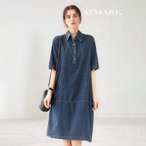 ATMARK (77까지)미디하프버튼절개데님원피스_AA53OP010G