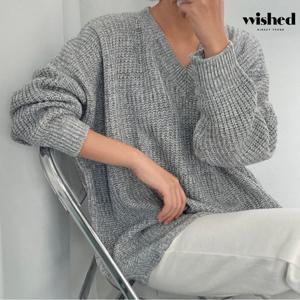 [위시드]보카시 브이넥 긴팔 니트 (WICBNT033)