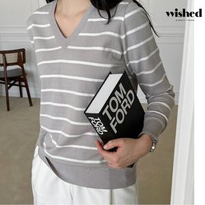 [위시드]패턴 브이넥 긴팔 니트 (WICBNT034)